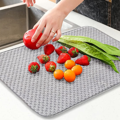 2 Pack Microfiber Dish Drying Mat,24*17 Inch Absorbent Dish Drainer Kitchen Counter,Large Size Dish Drying Pad for Countertops,Sinks,Draining Racks(Gray)6