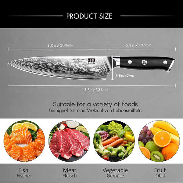 Chef Knife 8 Inch Japanese Steel Damascus Kitchen Knife5