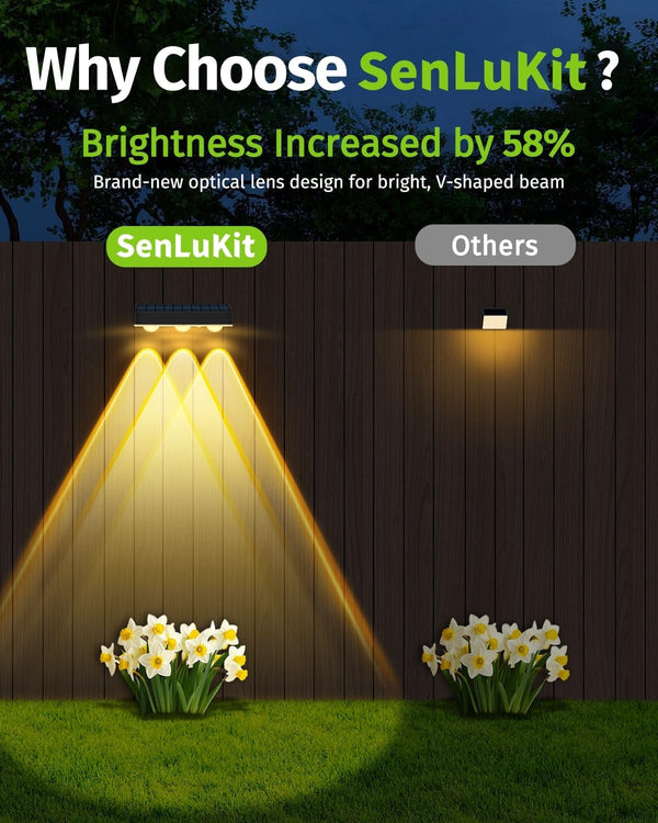 Solar Fence Lights Outdoor 8 Pack Waterproof Upgraded Brightness 3 LED Lens Solor Deck Lights Warm Cool Natural White RGB 10 Color outside Solar Powered Wall Light for Backyard Garden Patio Step Rail2