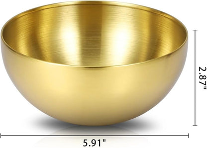 10-Pack Mixing Bowls, Gold Stainless Steel 5.9 Inch – Decorative Metal Serving Bowls for Salad, Fruit, Soup, Baking, Prepping, Wedding & Party2