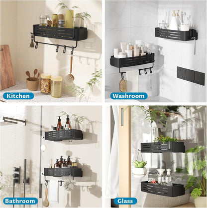 Suction Cup Shower Caddy, Shower Shelf, Bathroom Organizer, Black2