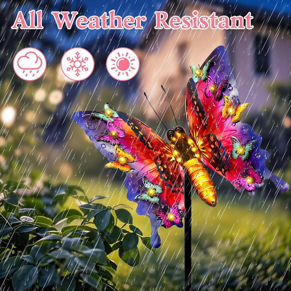 Solar Garden Lights, Outdoor Butterfly Garden Decor Large 41" Metal Decorative Lights, Waterproof Butterfly outside Decoration Patio Yard Porch Birthday Gardening Gifts for Mom Women, Purple5