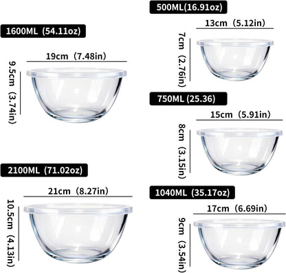 5-Piece Glass Mixing Bowl Set with Lids for Kitchen Prep & Storage2