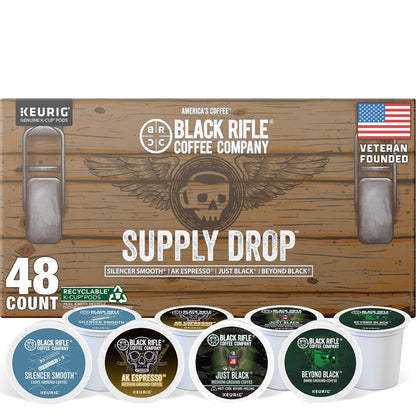 Black Rifle Coffee Variety Pack K Cup Coffee 48 Count Coffee Pods | Veteran Founded, 100% Arabica, Silencer Smooth, AK Espresso, Just Black & beyond Black, Fits All Keurig Models1