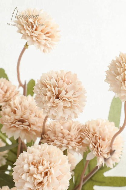 5Pcs Beige Faux Silk Mums Artificial Flowers, Bulk Fake Small Mini Chrysanthemums with Stems for DIY Champagne Wedding Centerpieces Floral Arrangements Vase Fillers Home Decorations4