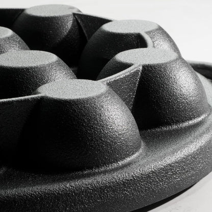Utsava Pre-Seasoned Cast Iron 12-Hole Appam Pan | Appe Pan with Lid, Great for Paniyaram, Takoyaki and More5