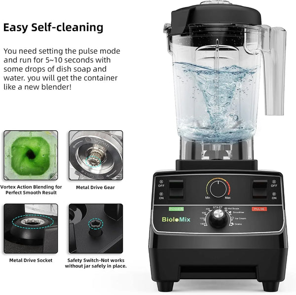 Professional Smoothie Blender, Countertop Blender Commercial | 2200W High Power with 68Oz Pitcher, Smart Presets,Blenders for Kitchen for Ice, Soup,Frozen Dessert with 1 Juice Bottle5