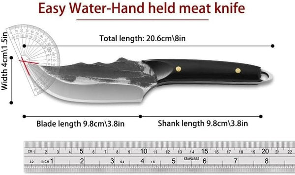 Meat Cleaver,Cleaver Knife Fruit Knife Mongolian Hand Held Small Knife for Lamb Eating Outdoor Portable Dining Knife Kitchen Small Knife with Leather Cover, LAMAJIGA58442