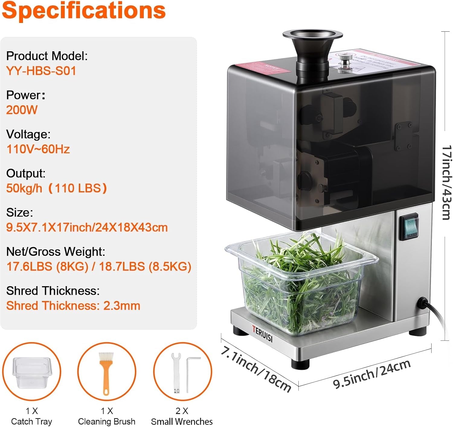 electric-scallion-shredder-200w-commecial-green-onion-slicer-vegetable-spring-onion-shredder-with-2-3mm-shreds-and-catch-tray-for-chili-beans-garlic-shoots-celery-110v-110lbs-h-production