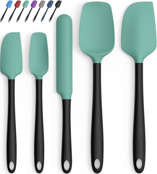 Silicone Spatula Set of 5,High Temperature Resistant, Food Grade Silicone, Dishwasher Safe, for Baking, Cooking (Aqua Green)1