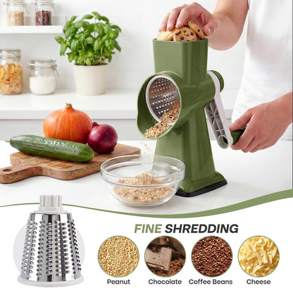 Rotary Cheese Grater, Cheese Grater Hand Crank, 3-Blade Grater | 3 Stainless Steel Drums Create Fine Shreds,Coarse Grates and Slices for Cheese, Vegetables, Salads, Pizza and Daily Meal Prep4