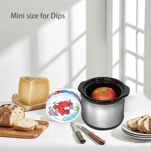 Mini Slow Cooker, 0.65 Qt Capacity Small Slow Cooker, Ceramic Pot, Nutrient Loss Reduction, for Sauces, Stews & Dips, round (Stainless S) | Nutrient Loss Reduction, for Sauces, Stews & Dips, round (Stainless Steel)5