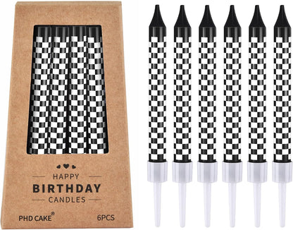 36 Pcs Racing Cars Themed Birthday Candles, Black and White Checkered Flag Candles, Kid'S Party Decoration1