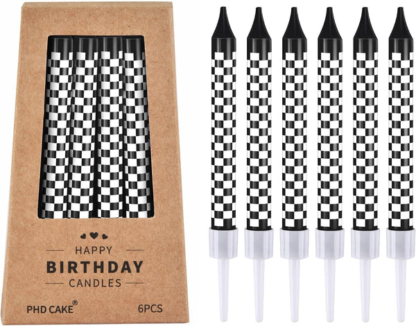 36 Pcs Racing Cars Themed Birthday Candles, Black and White Checkered Flag Candles, Kid'S Party Decoration1