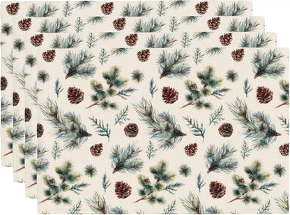 Winter Pine Cone Rustic Branches Placemats Set of 4 12X18 Inch1