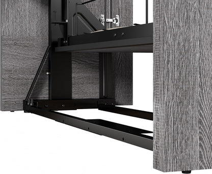 Queen Murphy Bed with Storage Cabinet, Bark Grey, Orion, 106W7
