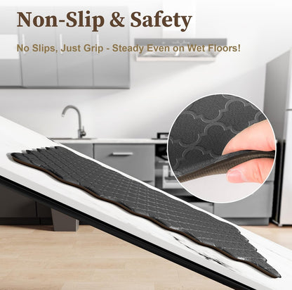 Upgrade Scalloped Kitchen Mats for Floor 2PC, Black Kitchen Rugs | 17.3" X 30"+17.3" X 47", Embossed Depth, Cushioned Comfort, Anti-Fatigue Support, Waterproof, Wipe Clean, Non-Slip Stability4