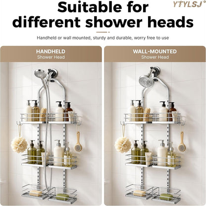 3-Tier Hanging Shower Caddy for Handheld Showerhead, Silver5