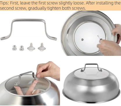 12.75 Inch (12.2 Inch Inner Diameter) Stainless Steel Basting Cover, for 13.5 Inch Wok, Melting Dome for Griddle Cooking, round Steaming Cover Lid with Tempered Glass Top and Steam Holes5