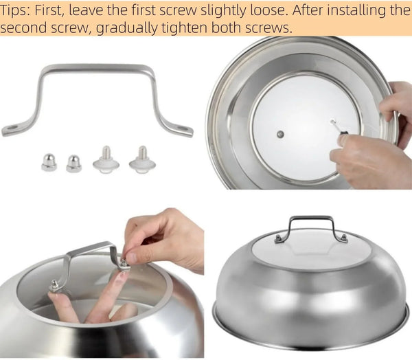 12.75 Inch (12.2 Inch Inner Diameter) Stainless Steel Basting Cover, for 13.5 Inch Wok, Melting Dome for Griddle Cooking, round Steaming Cover Lid with Tempered Glass Top and Steam Holes5