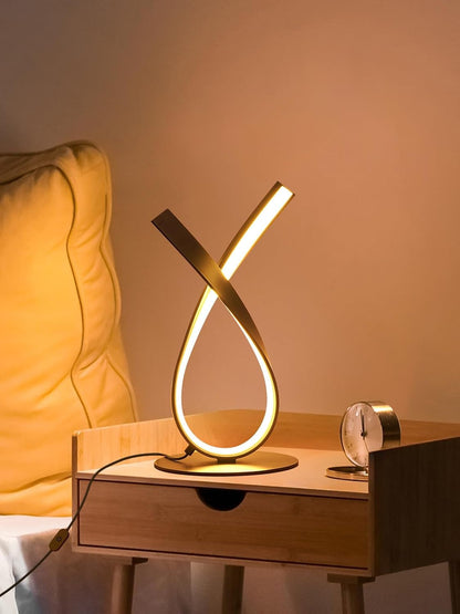 Black Spiral LED Table Lamp, Stepless Dimmable Bedside Lamp2
