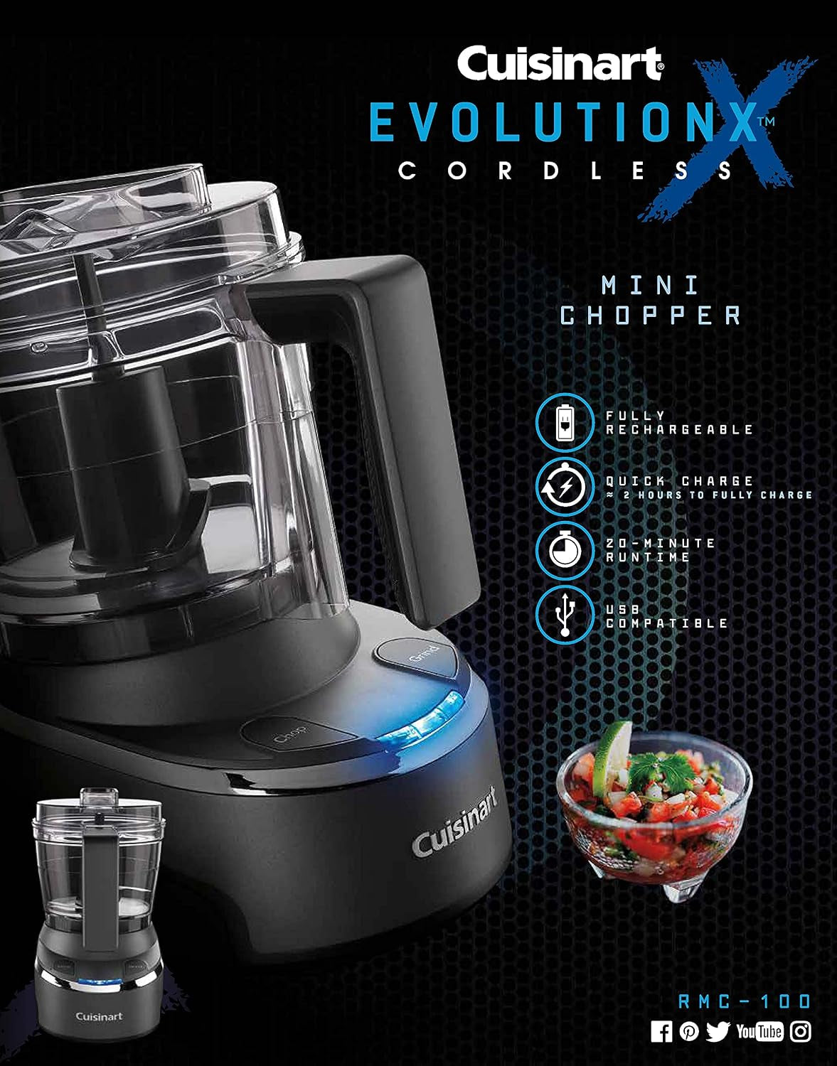 mini-food-processor-chopper-small-stand-mixer-for-vegetables-meats-more-4-cup-electric-black-rmc-100