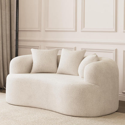 69" Modern Curved Loveseat Sofa for Living Room, Cream White5