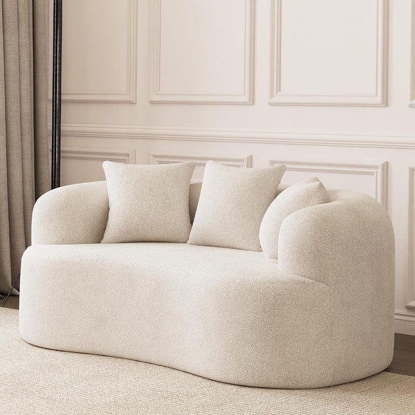 69" Modern Curved Loveseat Sofa for Living Room, Cream White5