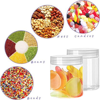 20 Pack 4Oz Clear Plastic Jars with Lids,115Ml Wide-Mouth Refillable Storage Containers,Empty round Containers for Candy,Beads,Lotion,Slime Making and Food Storage4