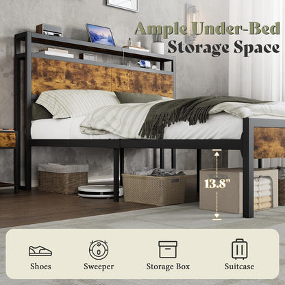 Full Size Metal Bed Frame with Charging Station4