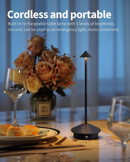 Modern Cordless Table Lamp Set of 2, Black Portable LED Desk Lamps2