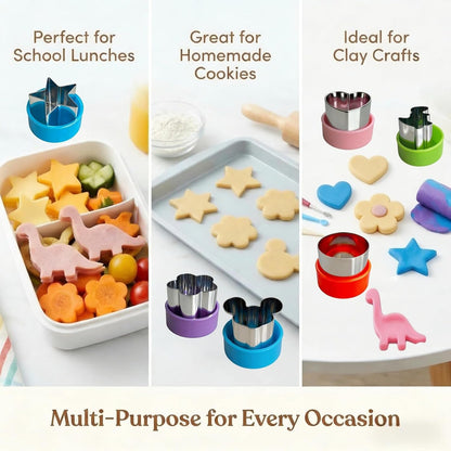 9 PCS 1.5 in Mini Fruit Vegetable Cookie Cutters Set for Kids | Stainless Steel Small Sandwich Food Cutter Shapes, Fun Shaped Tiny Dinosaur Heart Star Circle Flower for Lunch, Cheese & Clay4