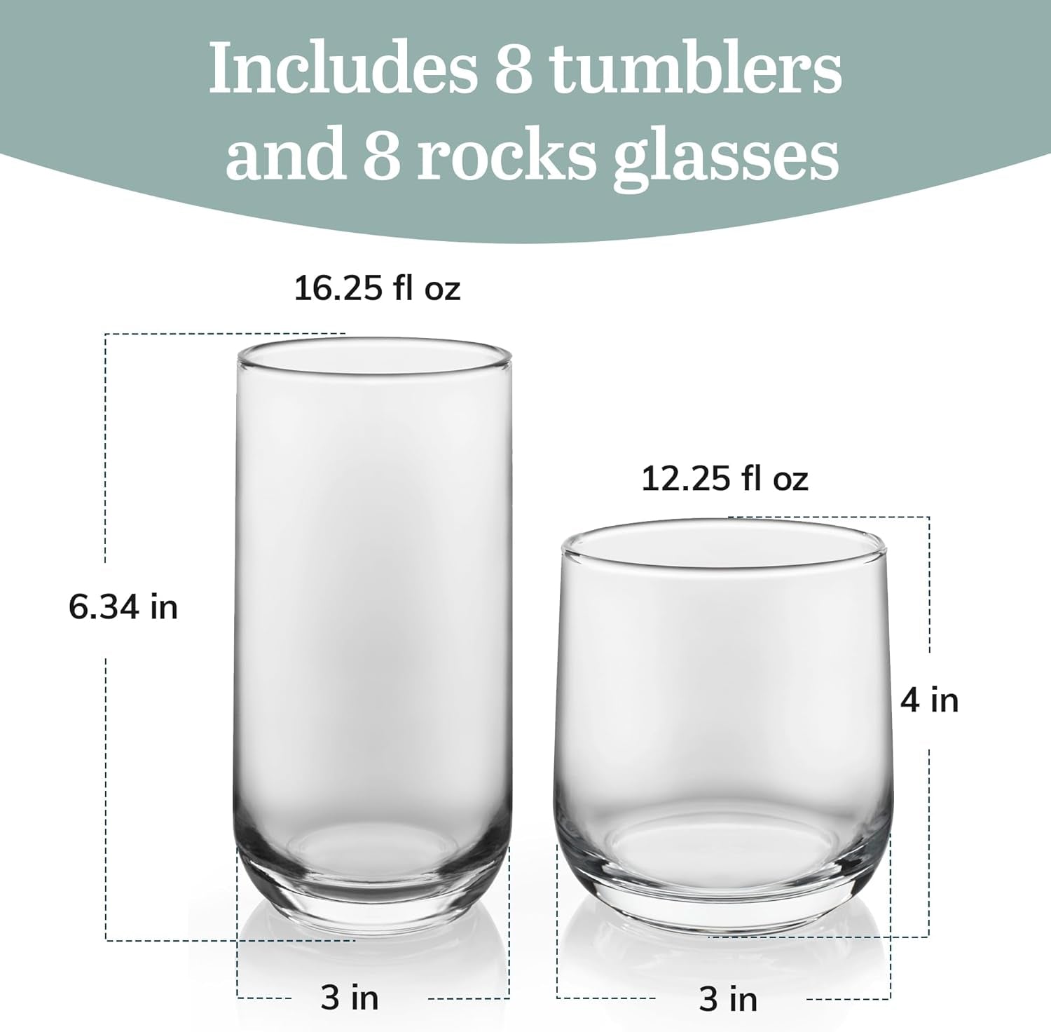 ascent-tumbler-rocks-drinking-glasses-set-of-16-clear-glass-cups-16-25-oz-12-25-oz-capacities-glasses-for-water-juice-cocktails-and-more-with-curved-design-and-dishwasher-safe-care