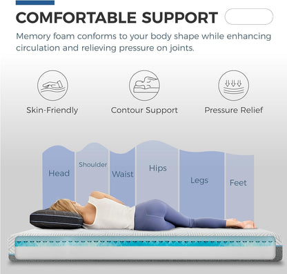 Medium Queen Mattress 12 Inch Memory Foam Mattress Queen Size Bed in a Box for Back Pain Relief and Cool Sleep with Gel Foam and Removeable Fiberglass Free Cover, Certipur-Us Certified4