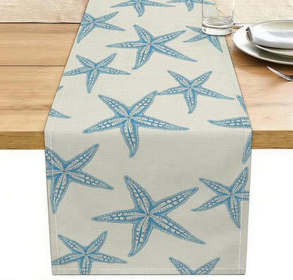 Blue Starfish Table Runner, Nautical Beach Table Runner Decor1