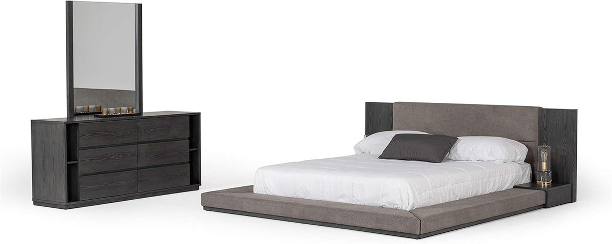 eastern-king-platform-bed-102x96-in-polyester-upholstered-gray-wash-veneer-finish-built-in-nightstands-slatted-frame-modern-bedroom-furniture