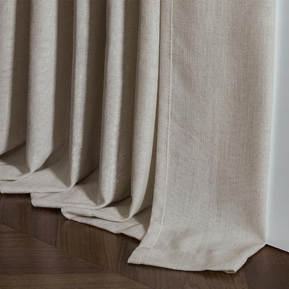 Burlywood Birch Pinch Pleated Linen 90 Inch Curtains 2 Panels | Thick Linen Textured, Flax Burlap Taupe, Pinch Pleat Drapes 90 Inches Long, Semi Sheer Curtains, for Dining Bedroom Office9