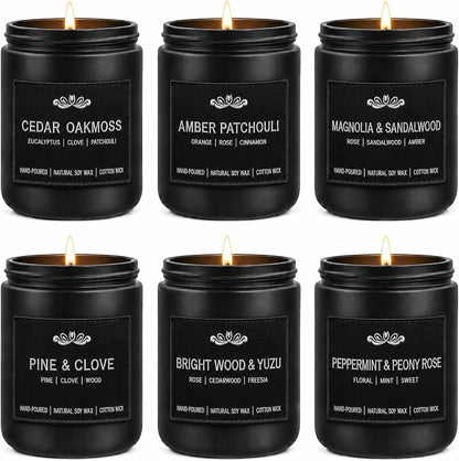 Scented Candles for Men, 6 Pack, 42 Oz Soy Wax, 300 Hours, Gift Set for Men1