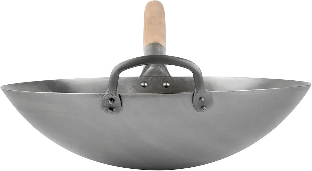 carbon-steel-wok-1-pack-of-14-inch-heavy-duty-stir-fry-pan-silver-hand-hammered-wok-efficient-maneuvering-steel-helper-handle-uniform-heat-distribution-asian-cooking