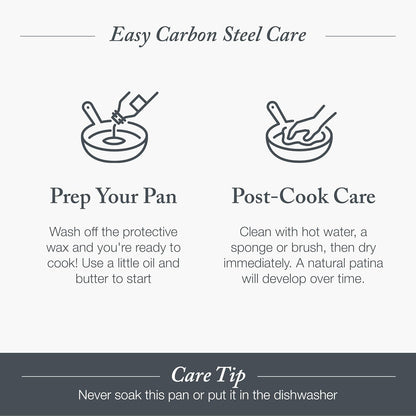 12" Pre-Seasoned Carbon Steel Frying Pan Skillet | Natural Nonstick with Use, Induction & All Stovetop Suitable, Grill & Campfire Safe, Even Heating, Indoor/Outdoor Use3