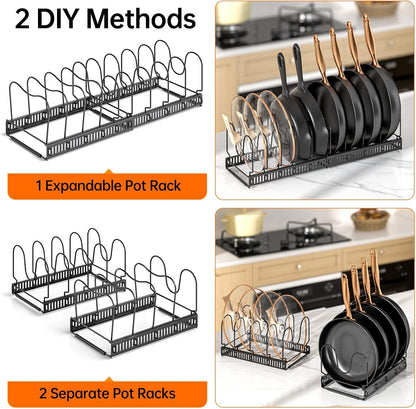 Expandable Pot Pan Lid Organizers inside Cabinet, 10 Divider-Black5