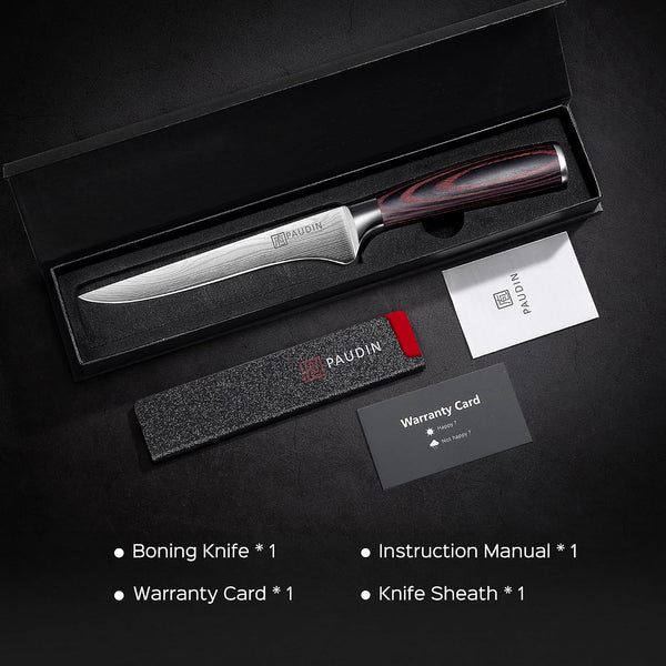 Boning Knife 6 Inch, Super Sharp Fillet Knife, German High Carbon Stainless Steel Deboning Knives, Professional Boning Knives for Meat Poultry Chicken, Pakkawood Handle with Gift Box9