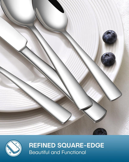 20 Piece Silverware Set, Food-Grade Stainless Steel Flatware Sets for 4 Mirror Polished Cutlery Utensil Sets Include Dinner Knives Spoons and Forks Set Dishwasher Safe for Home Restaurant7