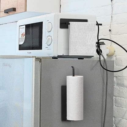 Black Paper Towel Holder, Magnetic Paper Towel Holder for Fridge, Toilet Paper Roll Holder Magnet Towel Rack Wall Mount Fridge Organizer for Paper Towels Rolls Bathroom Pantry RV Kitchen Storage9