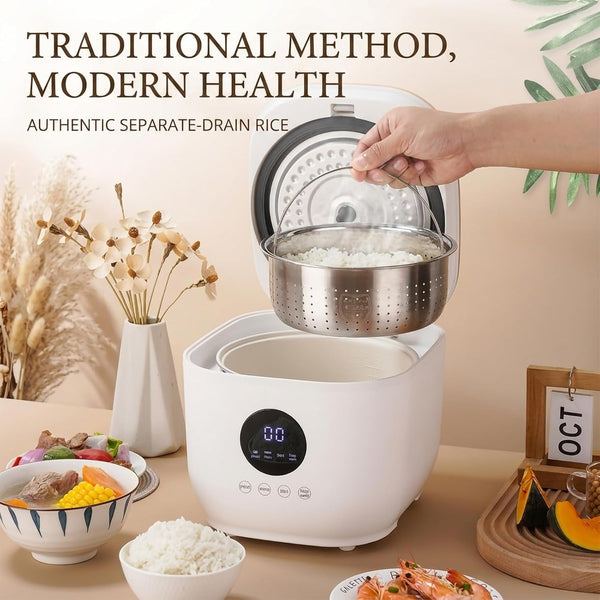 3L Healthy Low Carb Rice Cooker, Low Sugar Digital Steamer, Porridge, Soup, Quick Rice, White Rice, 5 Cooking Functions, 24-Hour Smart Appointment, 8 Hours Heat Preservation3