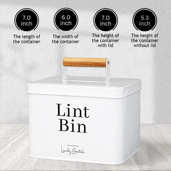 Modern Farmhouse Lint Bin for Laundry Room Decor and Accessories (White)5