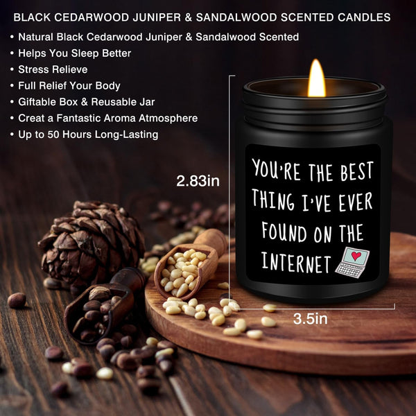 Gifts for Boyfriend, Him, Husband, Men, Funny Anniversary Birthday Christmas Valentines Romantic Gifts for Him, Boyfriend, Black Cedar Juniper Sandalwood Candle2