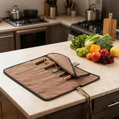 Chef’S Knife Roll Bag, Portable Canvas Cases, Chef Bag with 5 Slots Pockets Can Hold Kitchen Knife Tools up to 15 Inch7