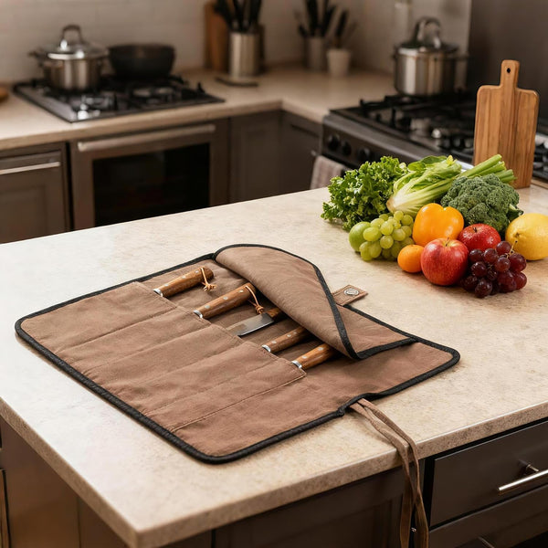 Chef’S Knife Roll Bag, Portable Canvas Cases, Chef Bag with 5 Slots Pockets Can Hold Kitchen Knife Tools up to 15 Inch7