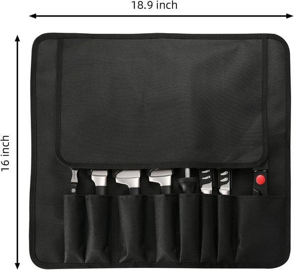 9-Piece Portable German Steel Knife Set with Roll Bag | Hollow Ergonomic Handles for Outdoor Camping & Travel. Includes Guards, Fork, Sharpener, Shears & Shoulder Strap Case6